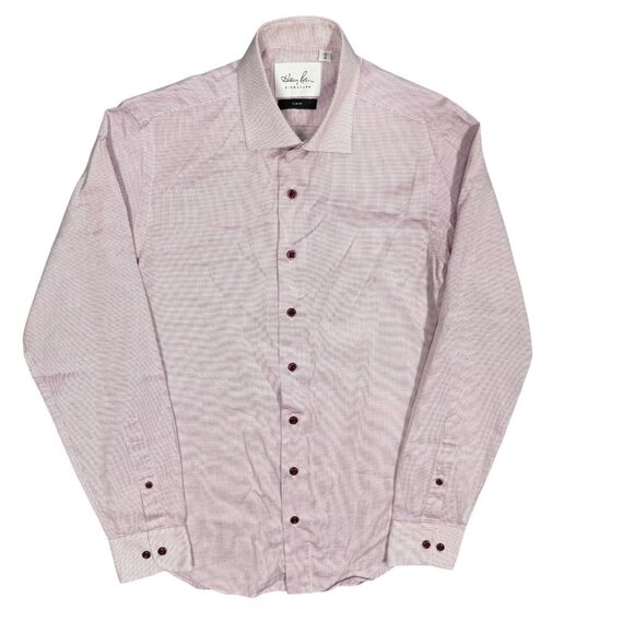 Harry Rosen Signature Dress Shirt Slim Fit Textured Cotton Long Sleeve 15 Small - Picture 1 of 9